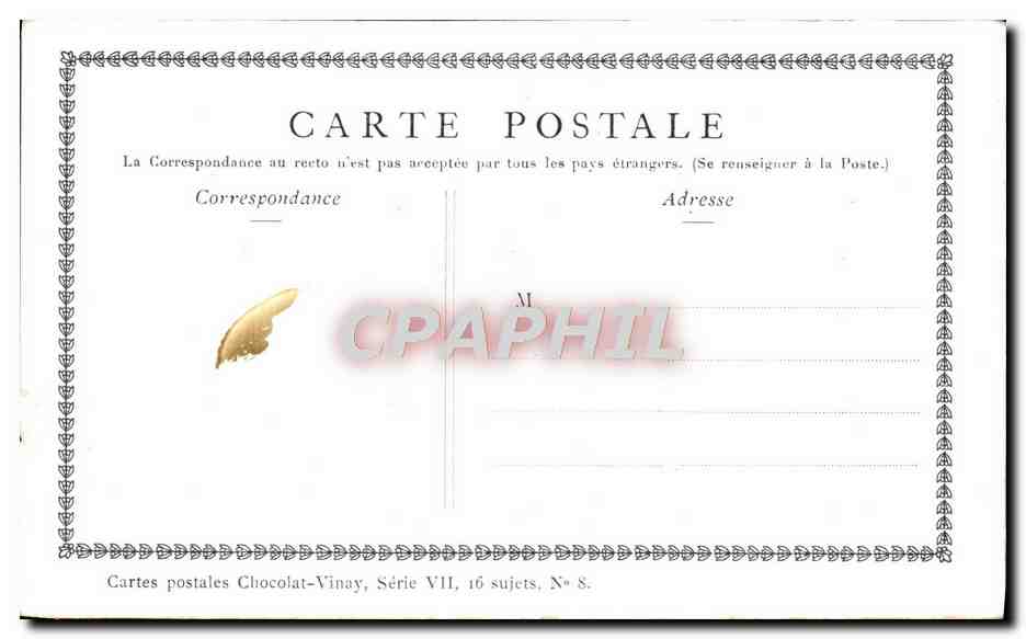 CPA Fantaisie Publicite Chocolat Vivay La fileuse Gerard Dou — Rückseite