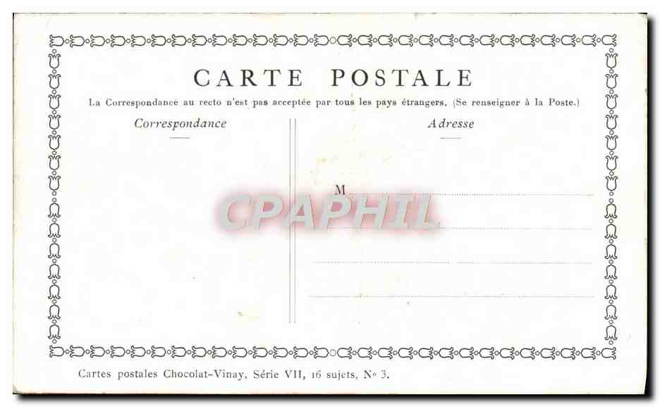 CPA Fantaisie Publicite Chocolat Vivay Le jeu de cache cache Lancret — Rückseite