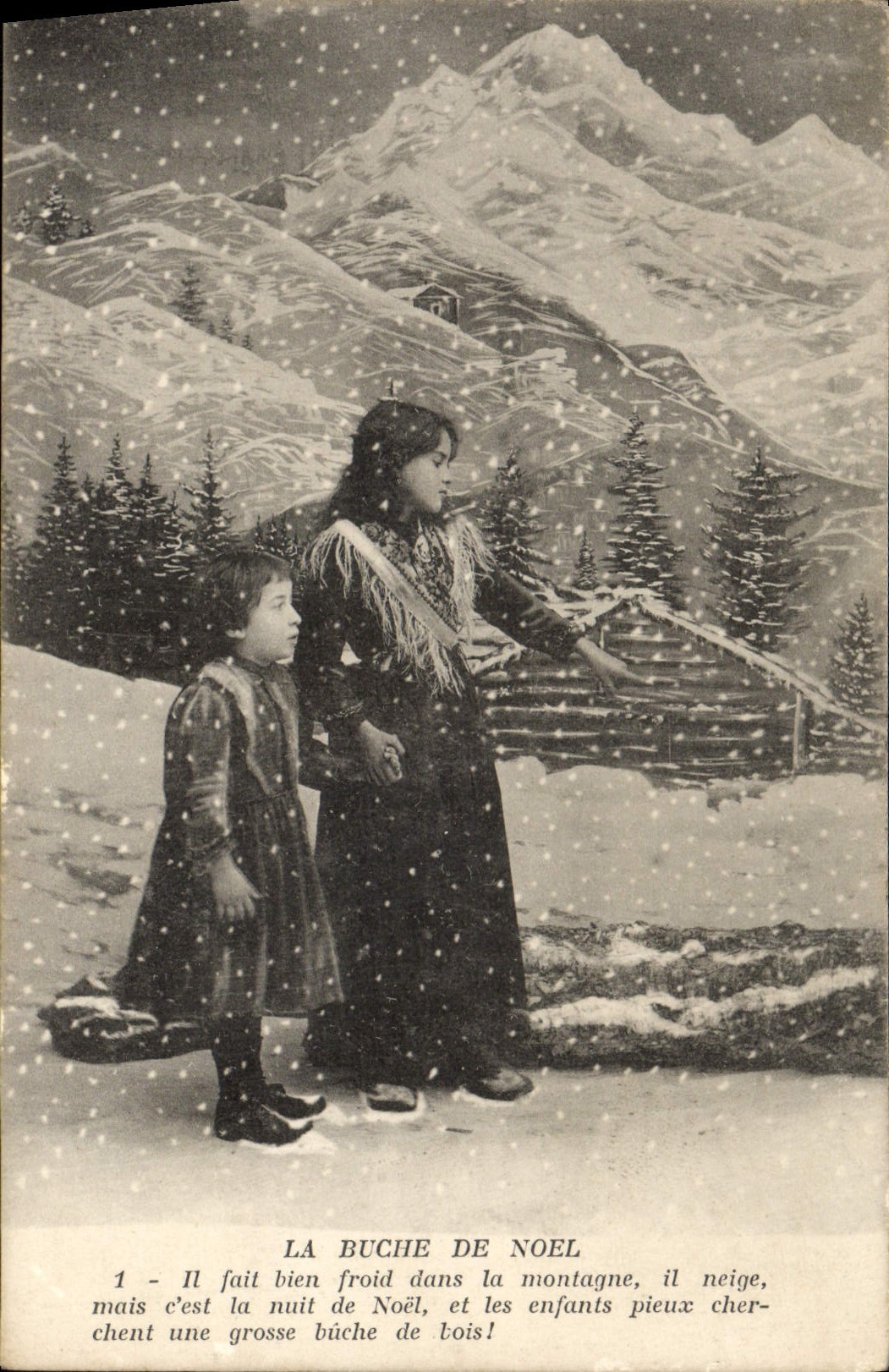 CPA Fantaisie Enfants la buche de Noel