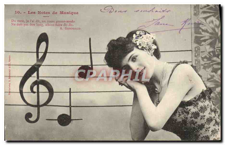 Femme avec notes de musique — série 10 — Phototypie A. Brassart & Cie, Nancy