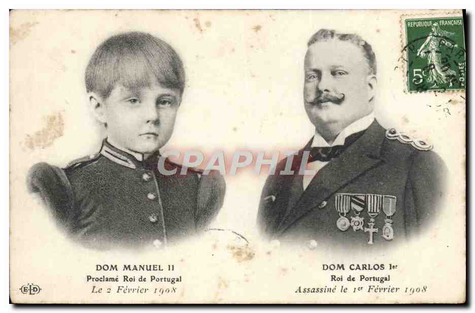 CPA Dom Manuel II Roi de Portugal Dom CArlos 1er