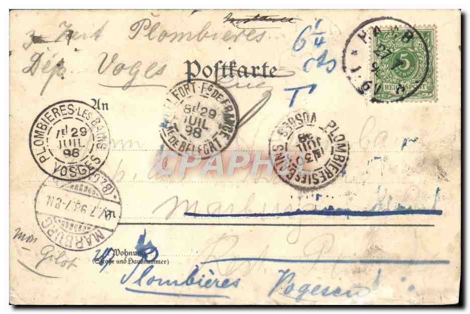 Femme à vélo — carte postale allemande — éditeur non identifiable — Achterkant