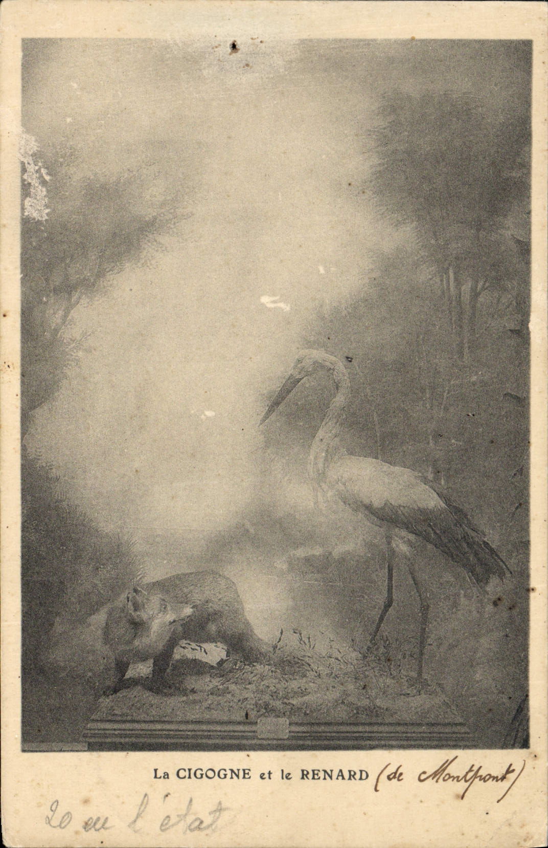 CPA Fantaisie la cigogne et le renard 