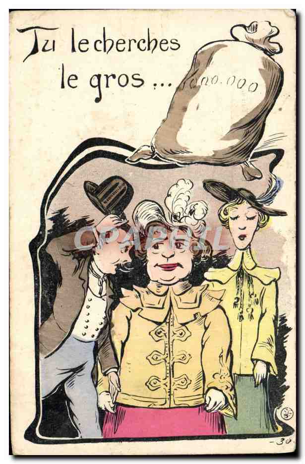 CPA Fantaisie Tu le cherches le gros Femmes 