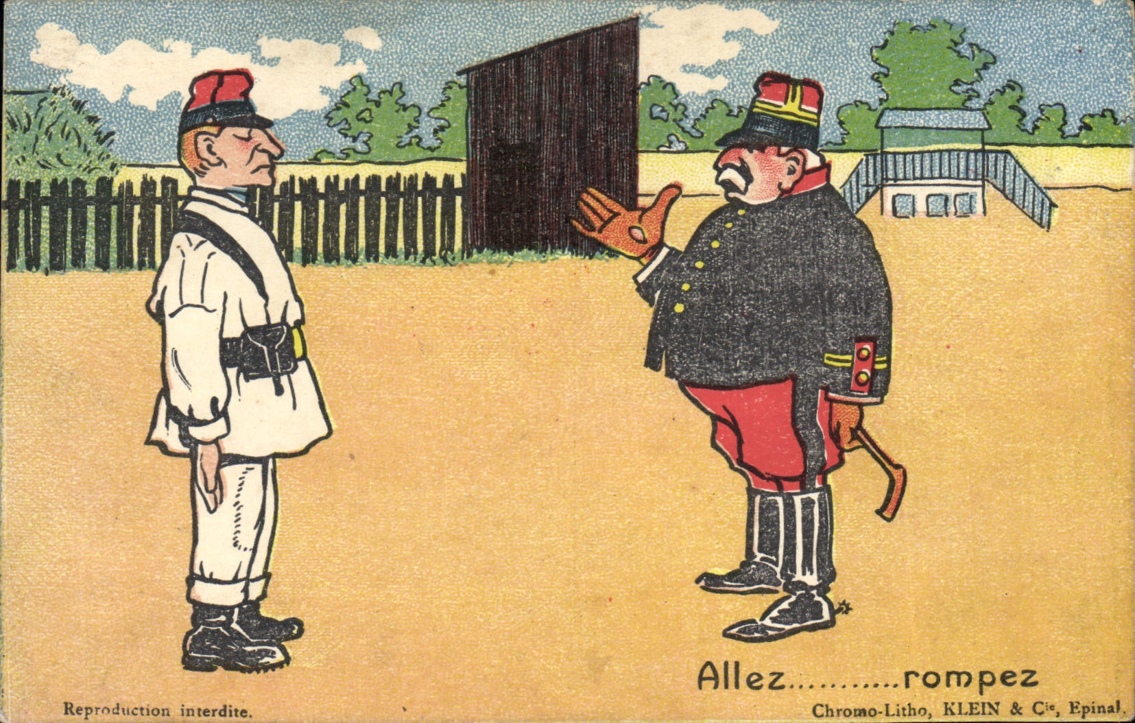 Soldat et officier — scène militaire — Chromo-Litho, KLEIN & Cie, Epinal