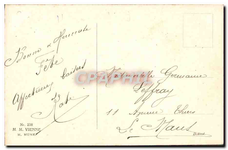 Fille tenant un petit chien — avec bouquet — éditeur M. M. Vienne, n° 238 — Reverso
