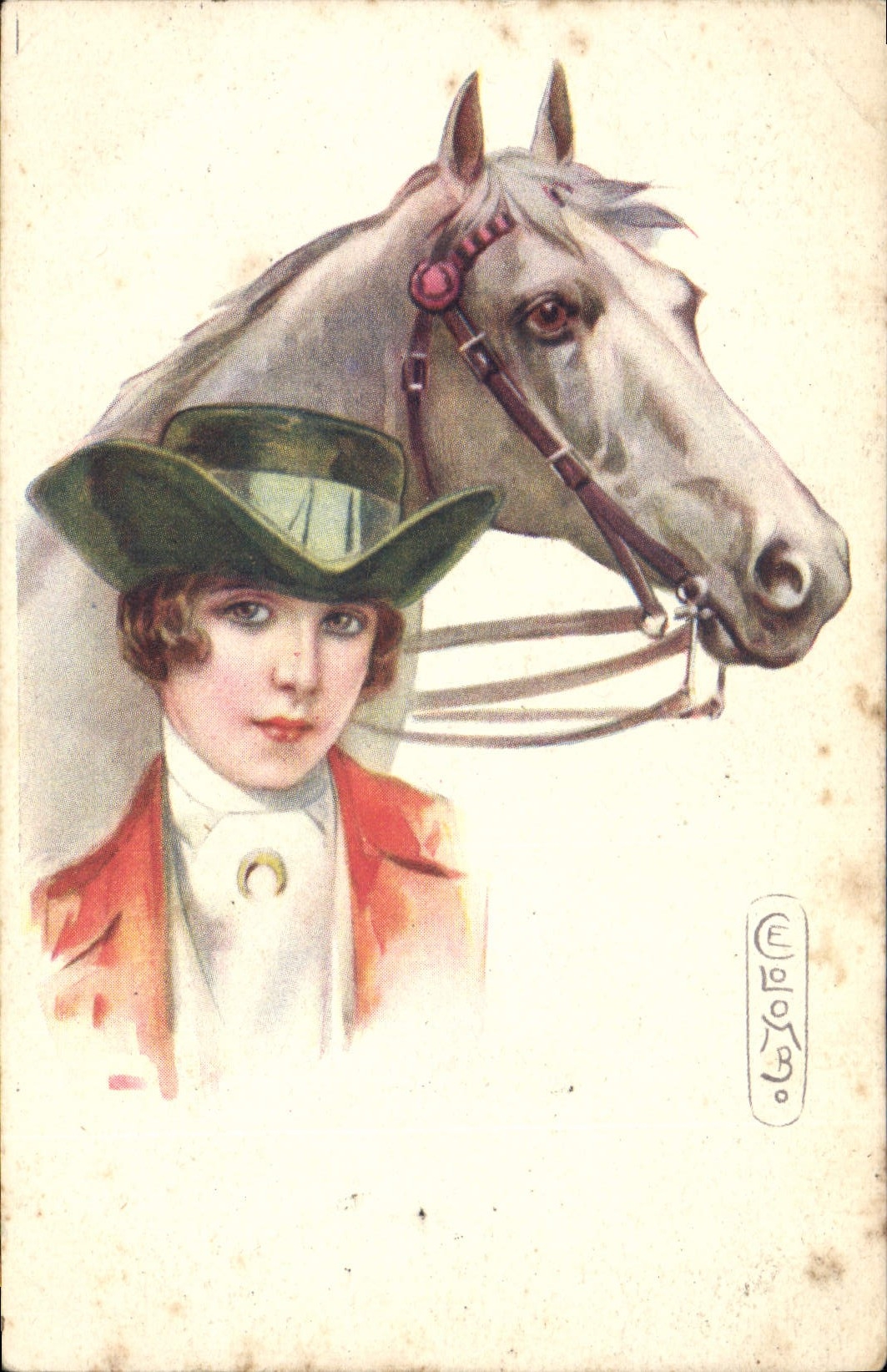 CPA Fantaisie Femme Cheval