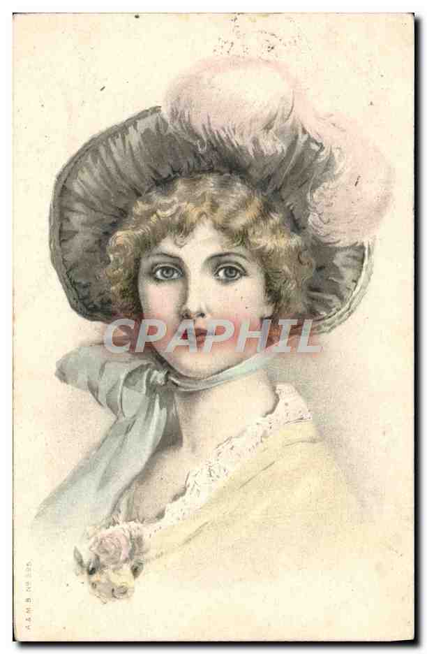 Junge Frau mit Hut aus Federn — Illustration — A.R.M.B. N° 834