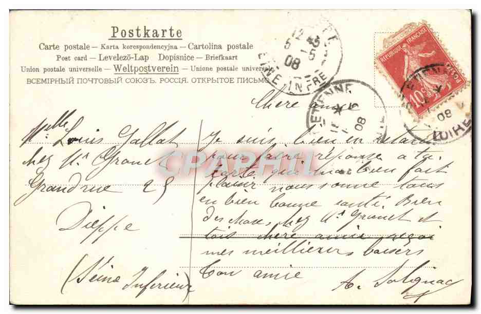 Junge Frau mit Hut aus Federn — Illustration — A.R.M.B. N° 834 — Rückseite