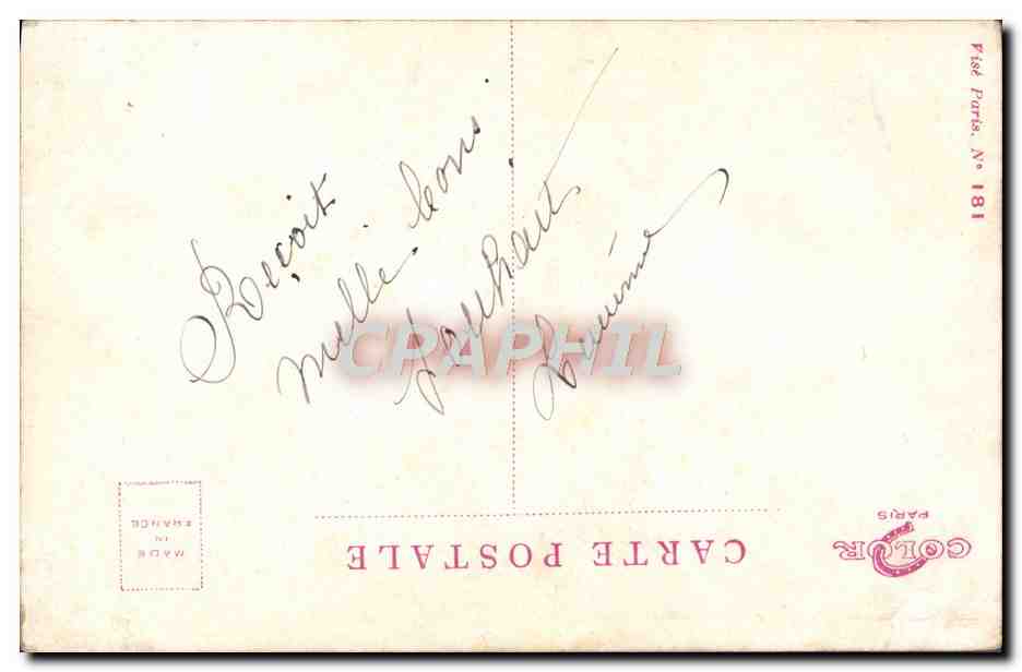 Joven mujer con manzanas — Buena y feliz Año — Editor Prise Paris, n° 181 — Reverso
