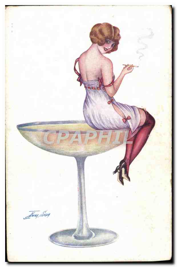 CPA Fantaisie Femme Cigarette Tabac