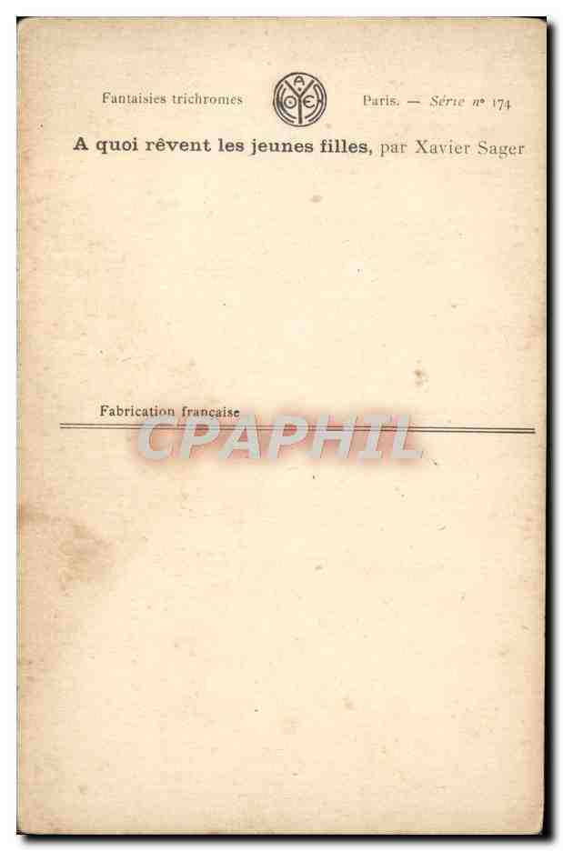 Jeune femme fumant — Fantaisies trichromes, Série n° 174 — Xavier Sager — Verso