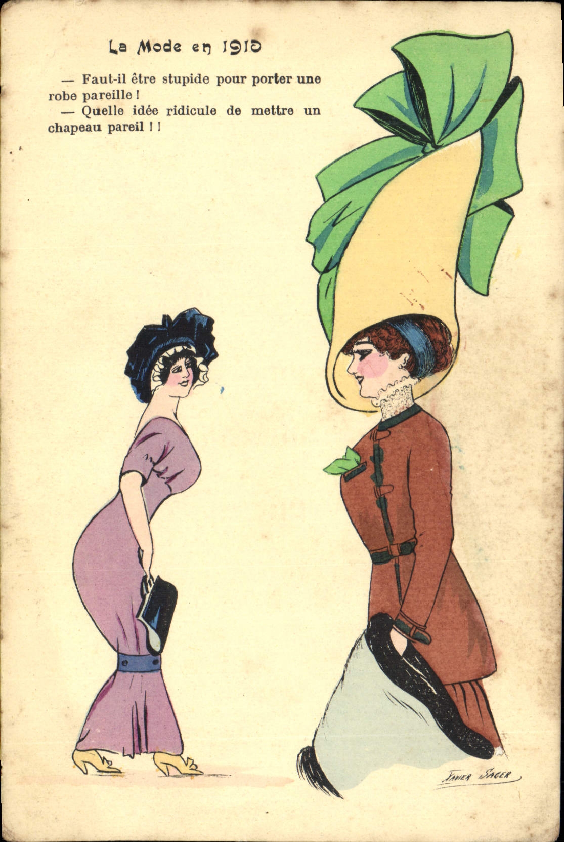 CPA Fantaisie Femmes la mode en 1910 Coiffure Chapeau 