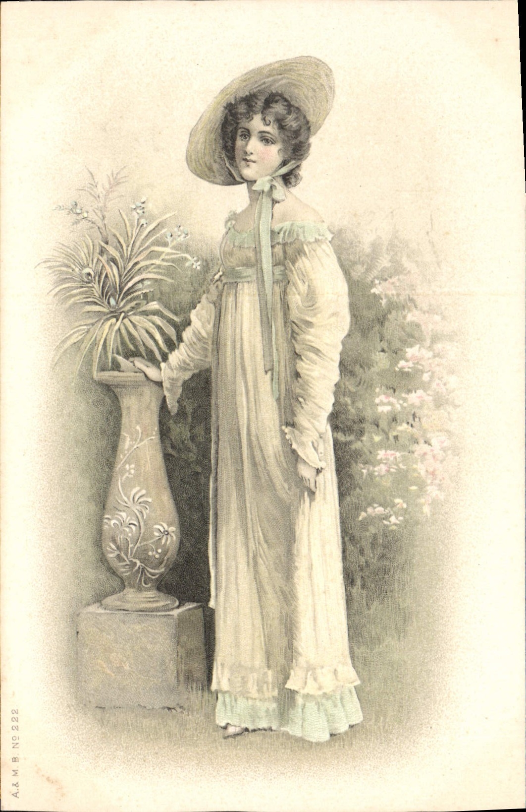 Jeune femme en robe de jardin — A.&M. NS 222 — A.&M. (éditeur)