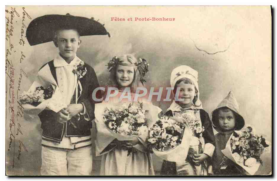 CPA Fantaisie Enfants Fetes et porte bonheur Folklore 