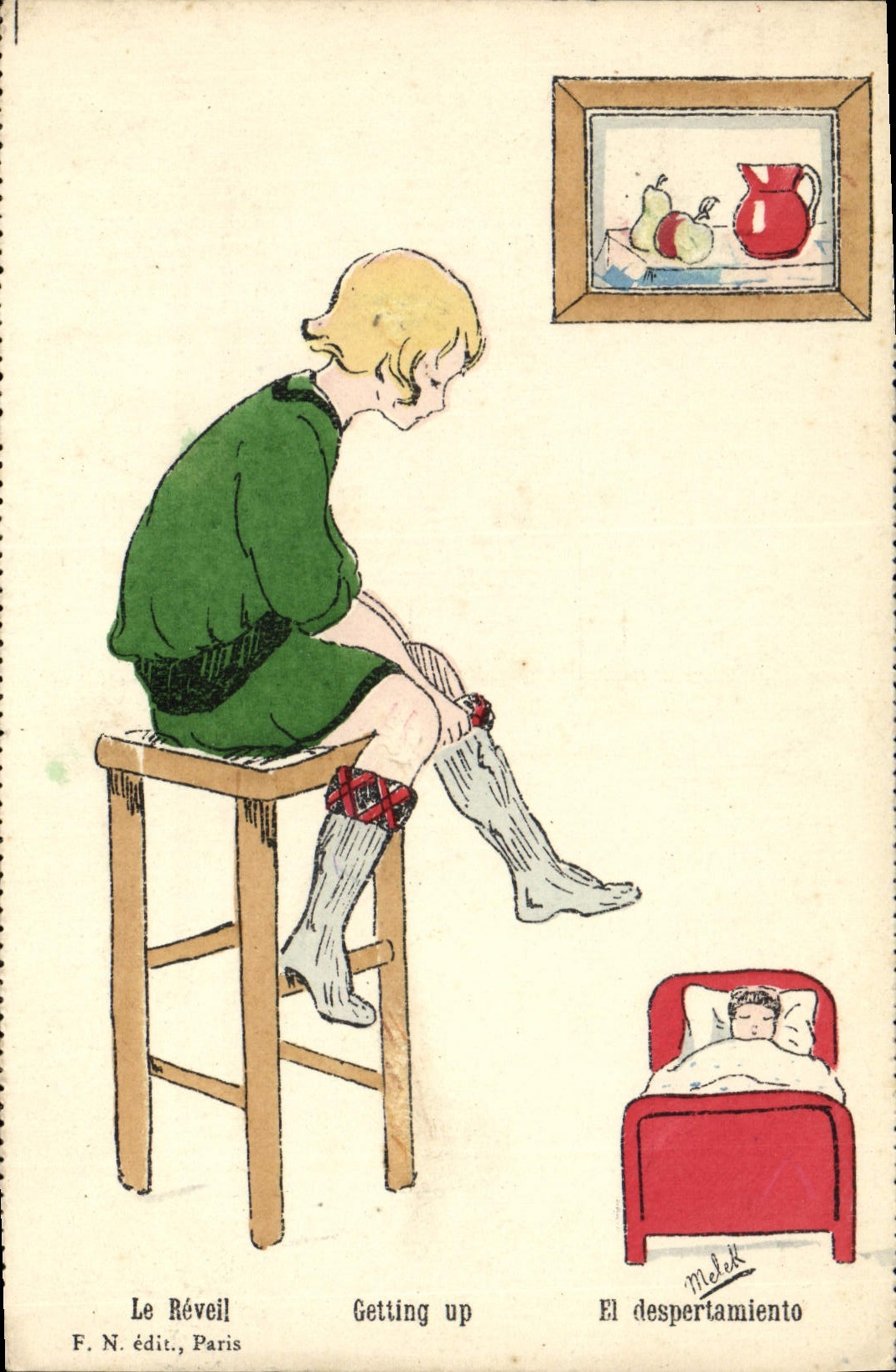 CPA Fantaisie Enfant Le reveil