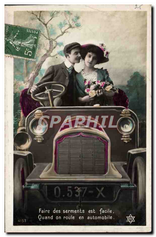 CPA Fantaisie Femme Automobile