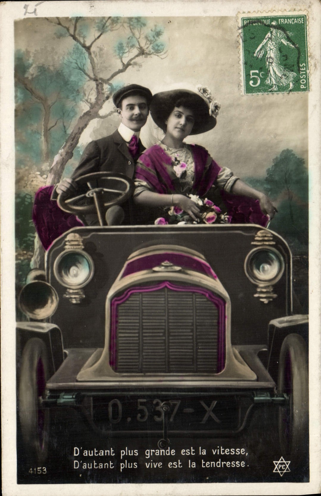 Coppel in een auto — anoniem uitgever, n° 4153