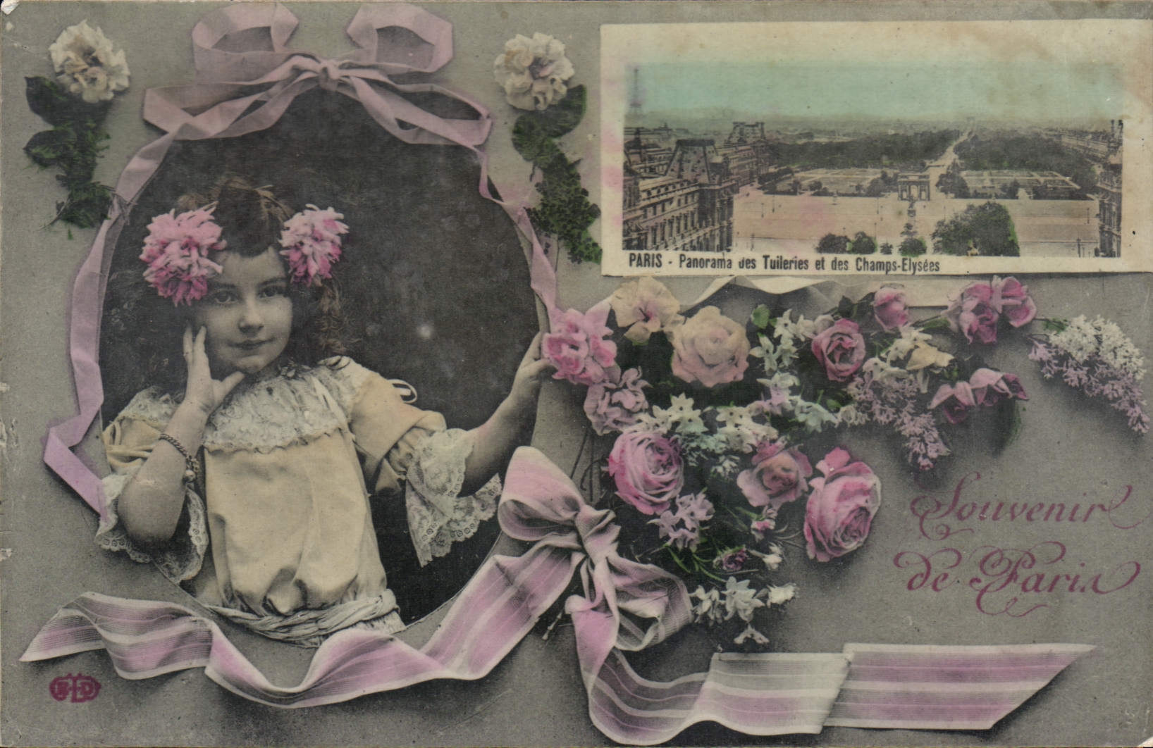 CPA Fantaisie Enfant Paris Panorama des Tuileries et des Champs Elysees