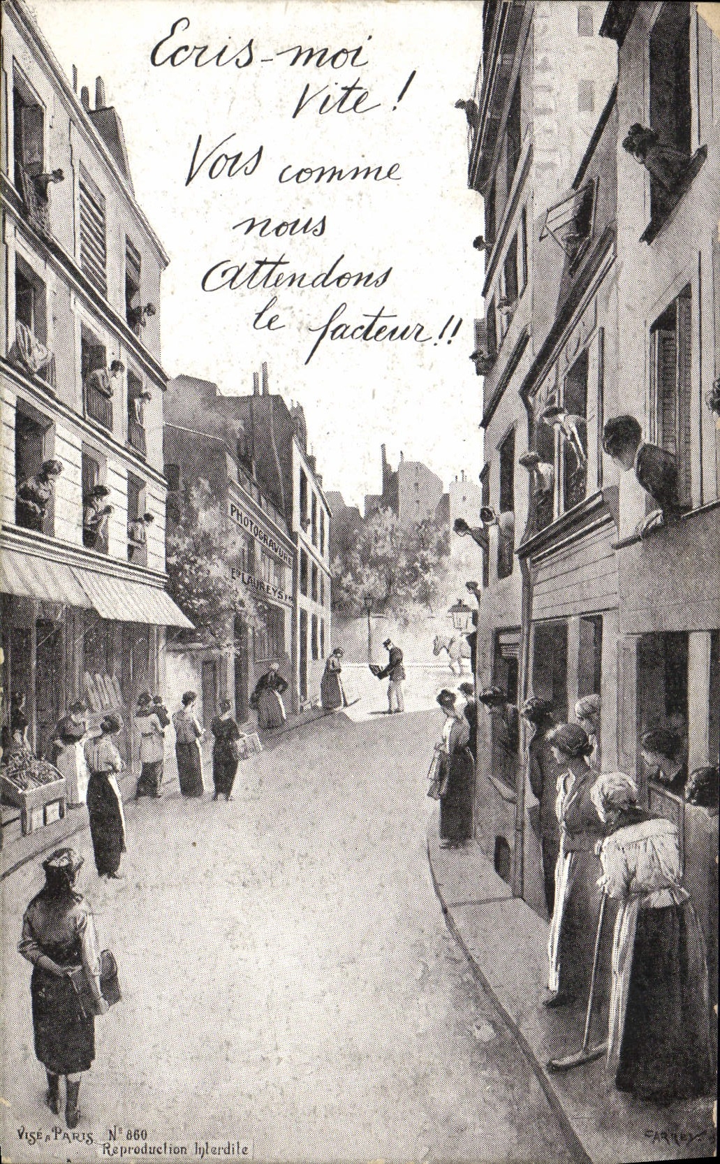Femmes attendant le facteur — Paris — Vise & Paris, N° 860, Reproduction Hylandite