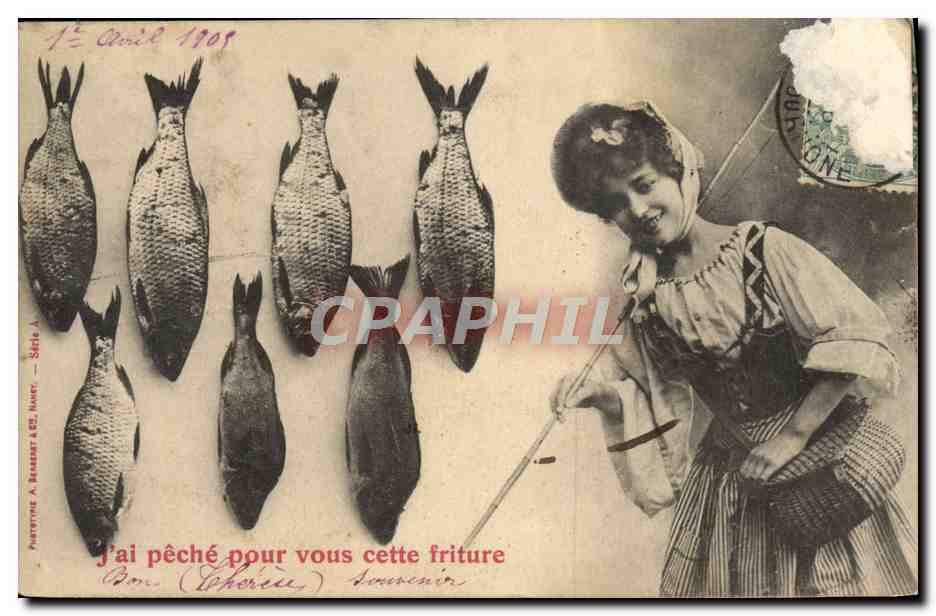 CPA Fantaisie Femme Poissons