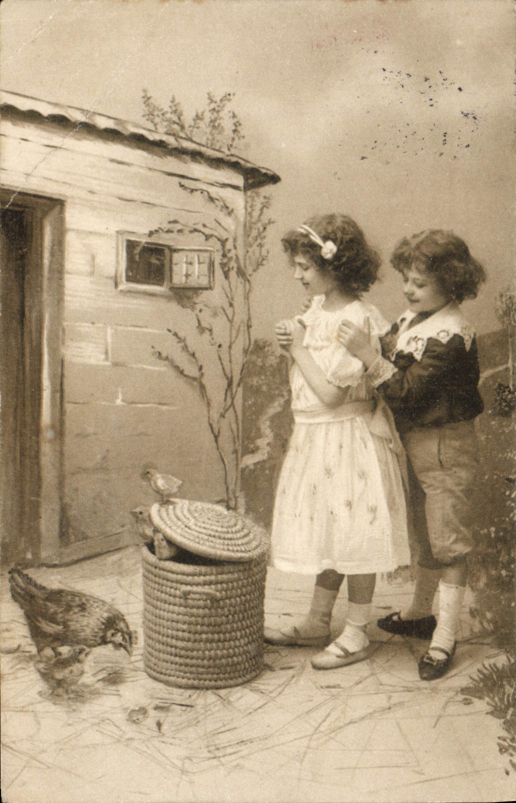 CPA Fantaisie Enfants Poule