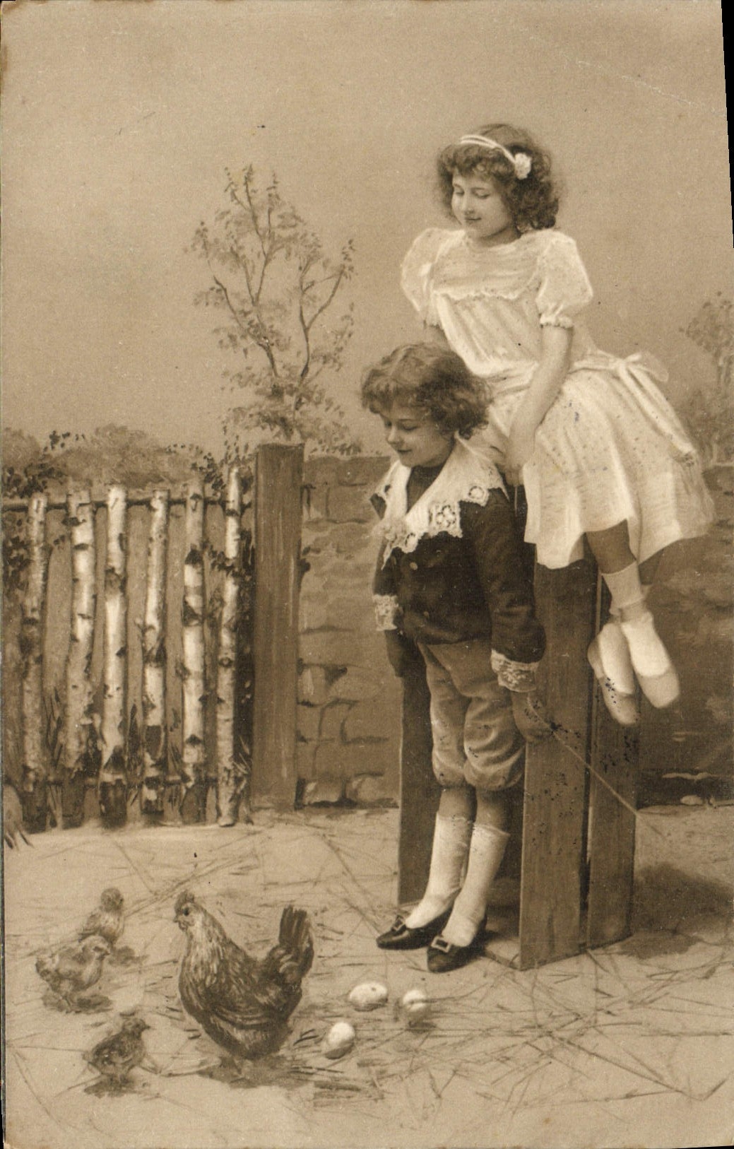 CPA Fantaisie Enfants Poule