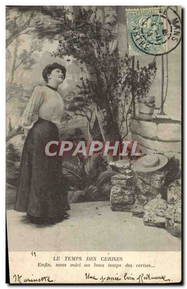 CPA Fantaisie Femme le temps des cerises 
