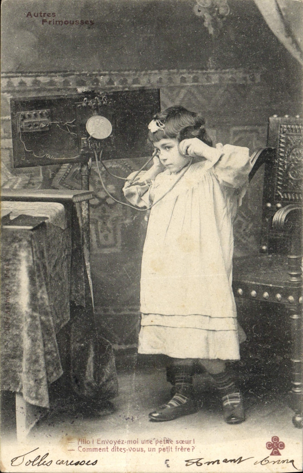 CPA Fantaisie Enfant Telephone 