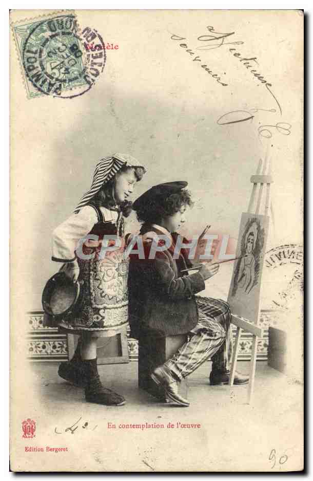 CPA Fantaisie Enfants En contemplation de l'oeuvre Peintre