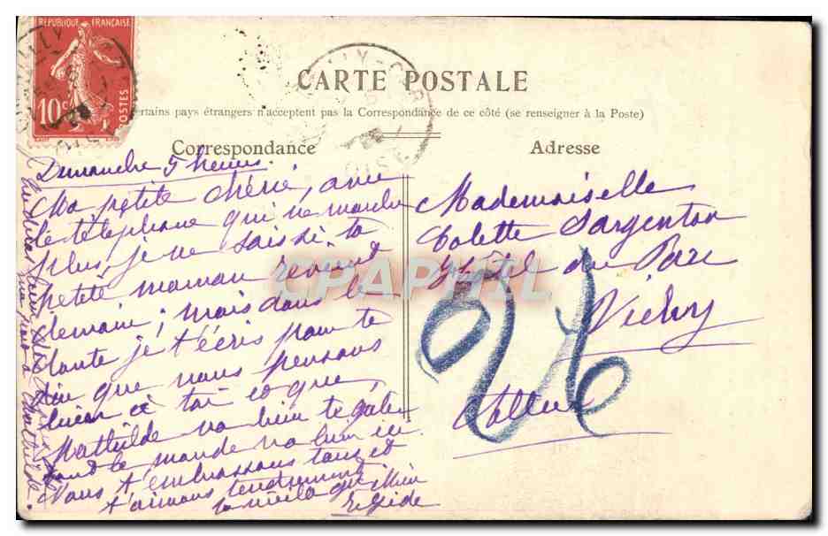 CPA Fantaisie Enfant Grand Mere Chat — Rückseite