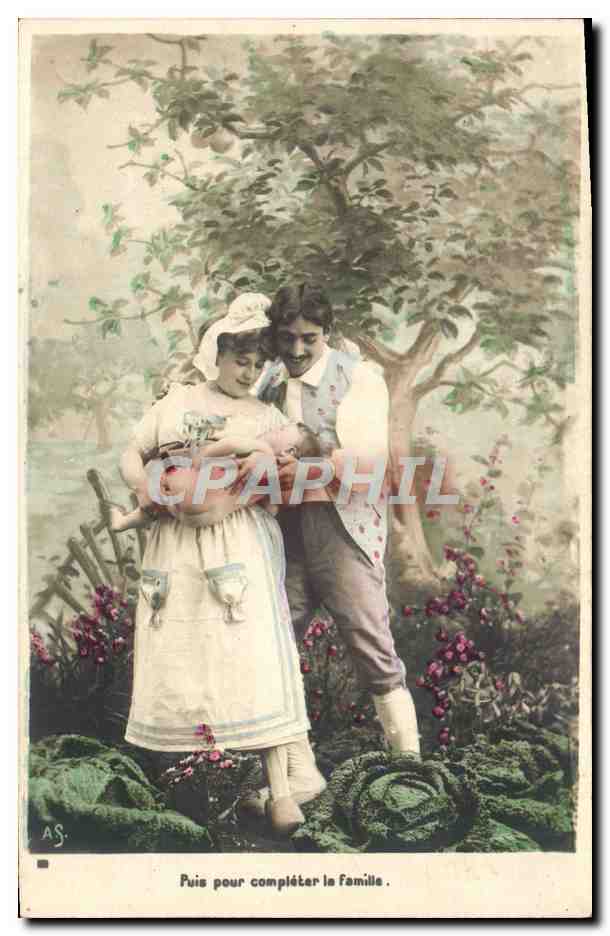 CPA Puis Pour Completer La Famille Femme Bebe Choux 