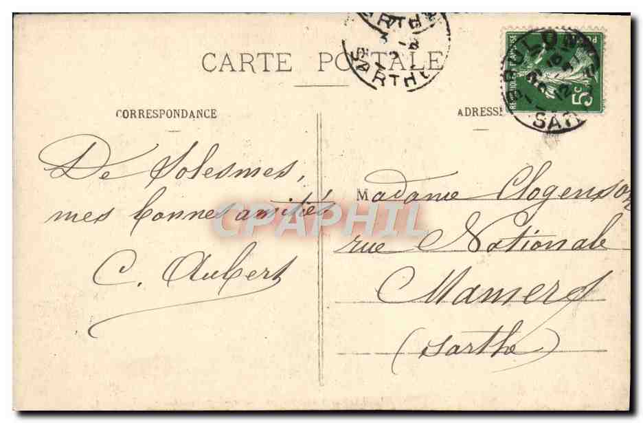 CPA Abbaye De St Pierre De Solesmes Les Saints de Solesmes Notre Dame la Belle La Pamoison  — Verso