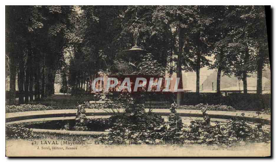 La Fontaine du Jardin des Parties — Promenade — La Val (Mayenne) — J. Sorel, éditeur, Rennes