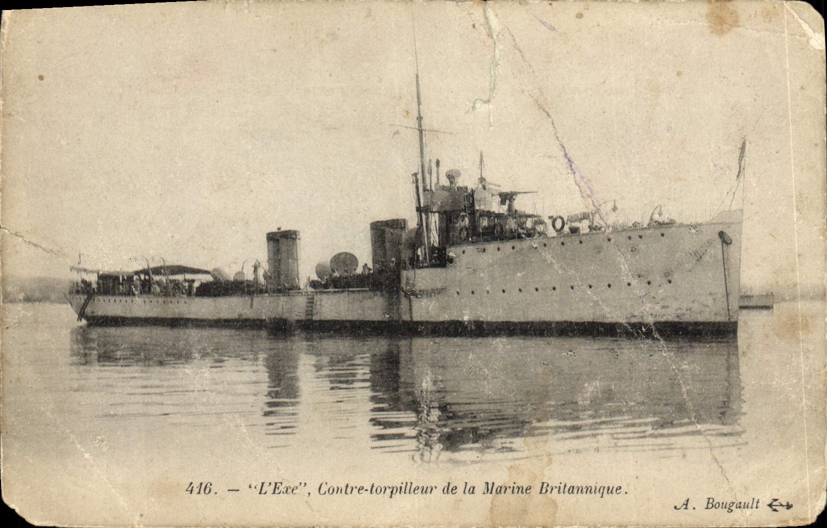 CPA L'Exe Contre Torpilleur De La Marine Brilannique Bateau
