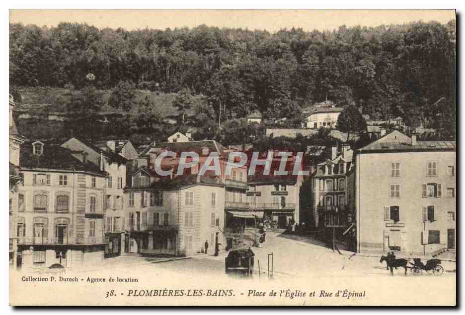 CPA Plombieres Les Bains Place De I'Eglise Et Rue D'Epinal