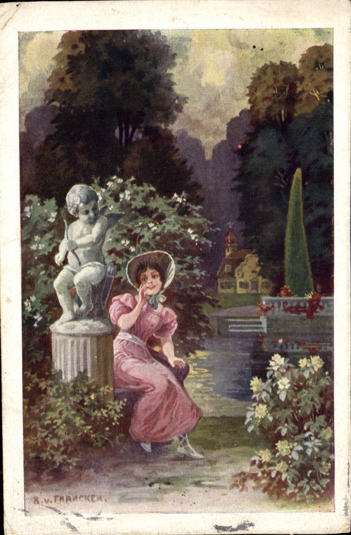 CPA Fantaisie Femme Ange