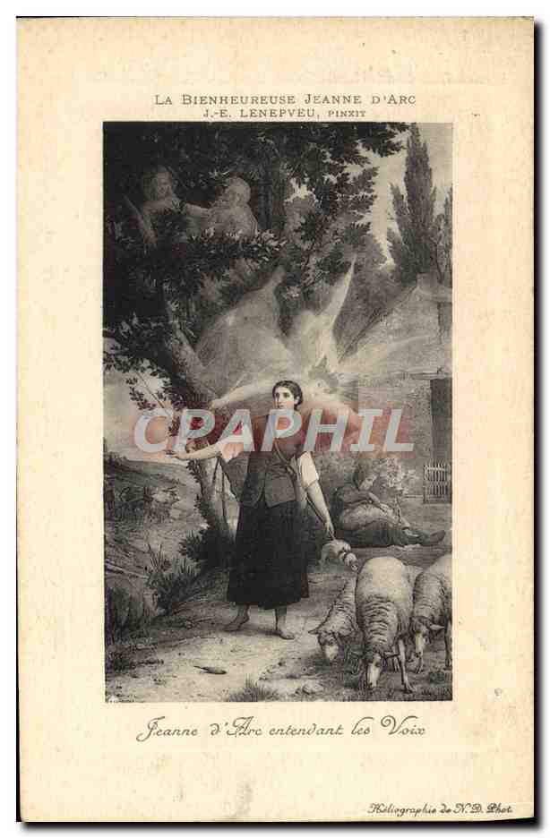 CPA La Bienheureuse Jeanne D'Arc entendant des vois Moutons Ange