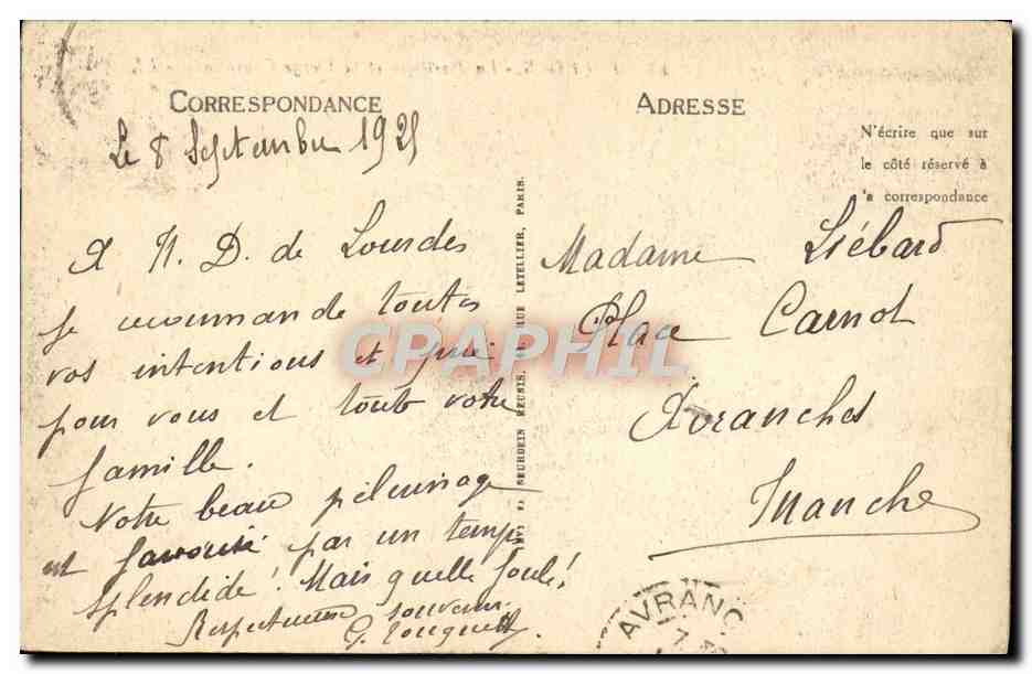 CPA Lourdes La Basilique Et La Vierge Couronnee — Verso