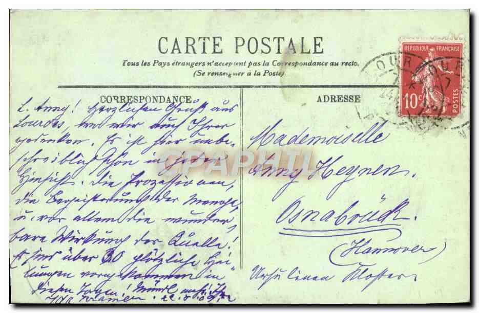 CPA Lourdes Le Chateau Et Le Pic Du Jer — Verso