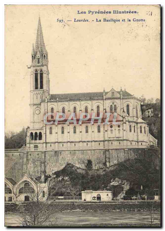 CPA Les Pyrenees Illustrees Lourdes La Basilique Et La Grotte
