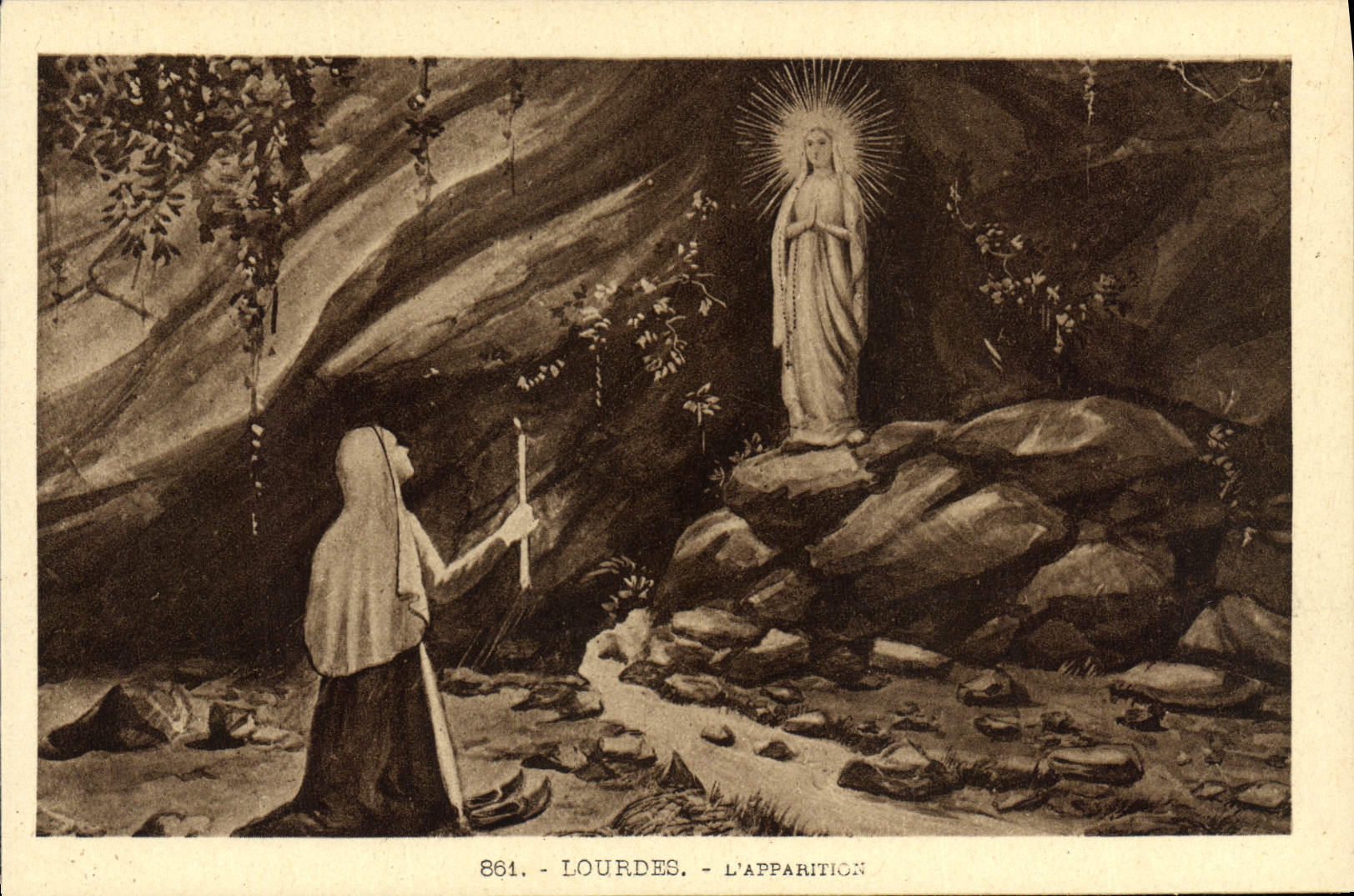 CPA Lourdes L'Apparition