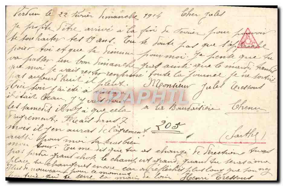 CPA Fantaisie Femme Coeur — Verso