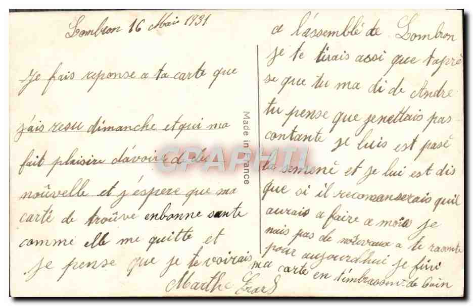 Coppia d'amore — testo stampato e messaggio manoscritto — REX 2549 — Verso
