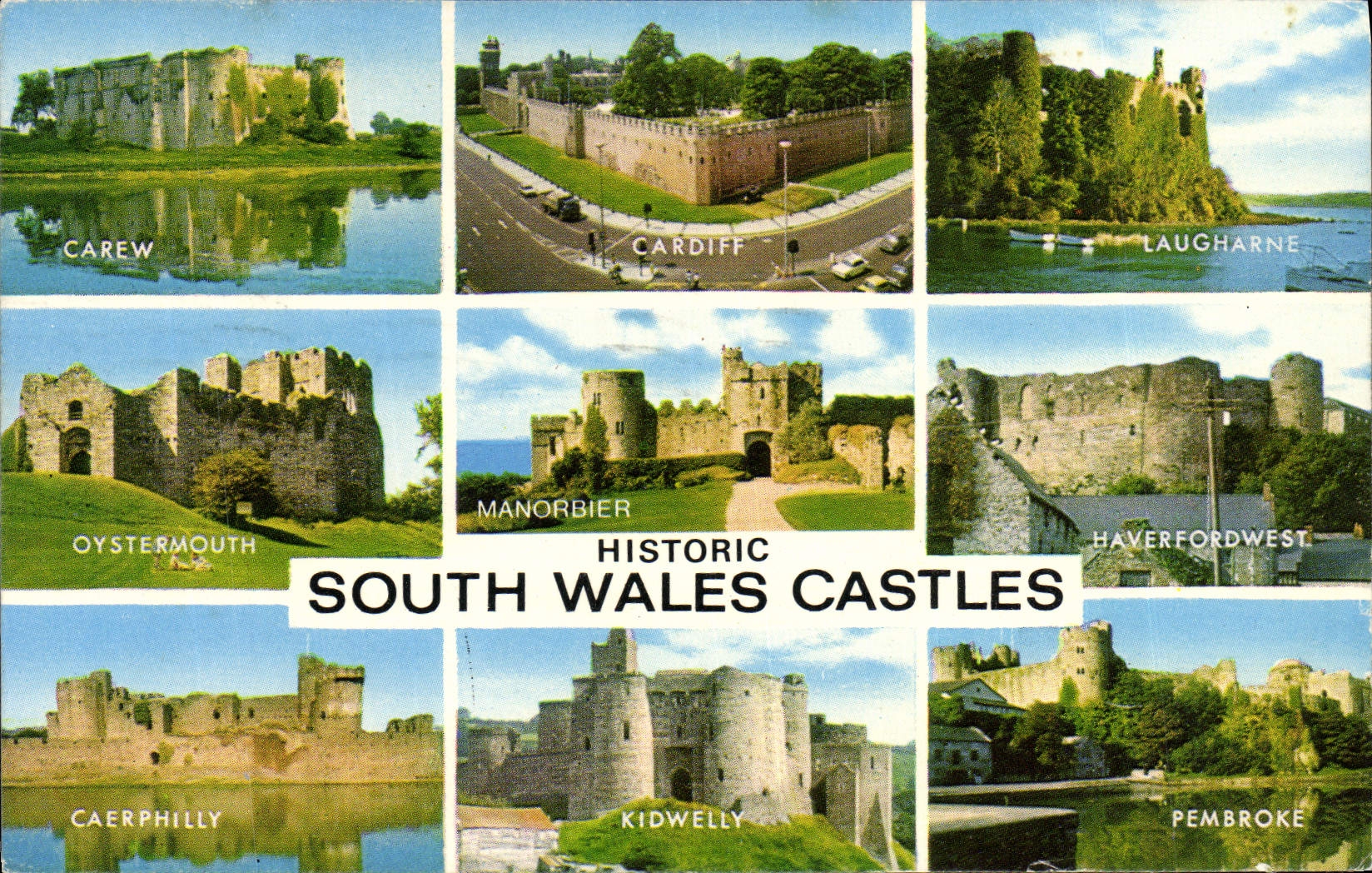 CPM Historic South Wales Castles Carew Cardiff Laugharne Oystermouth Manorbier