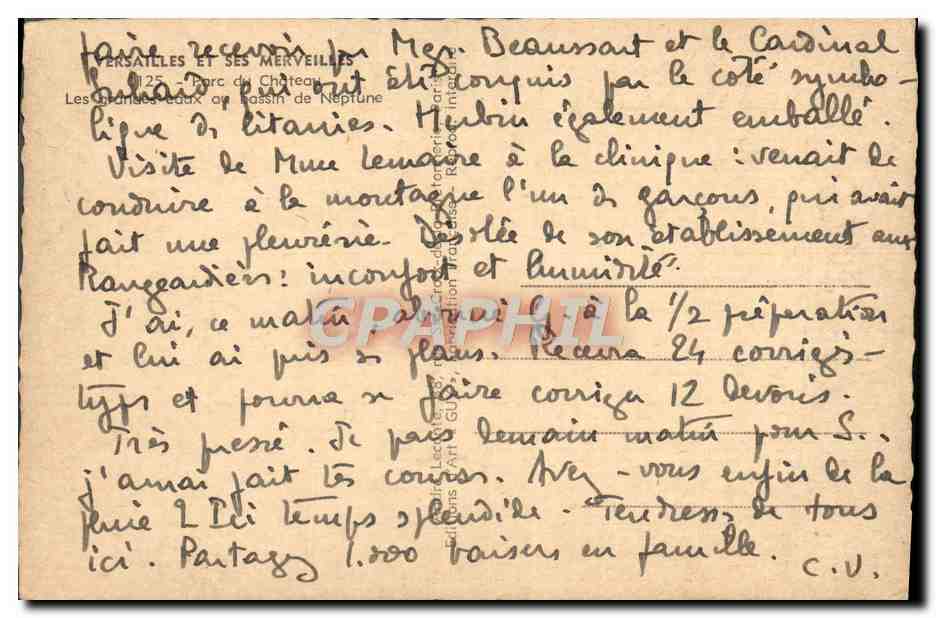Versailles — Parc du Château, Les grandes eaux du bassin de Neptune — CPAPHIL — Verso