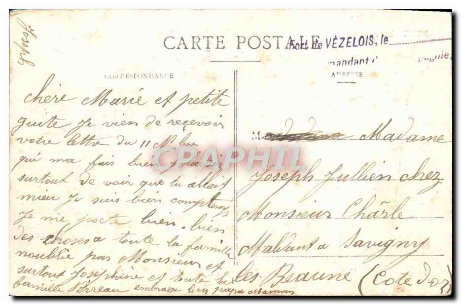 CPA Belfort Le Chateau et le Lion — Rückseite