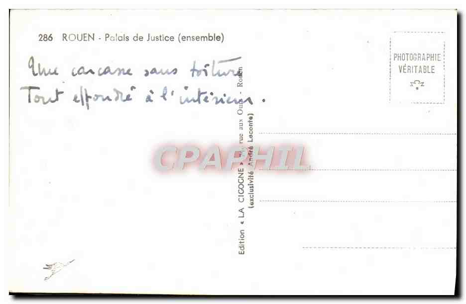 CPA Rouen Palais de Justice — Verso