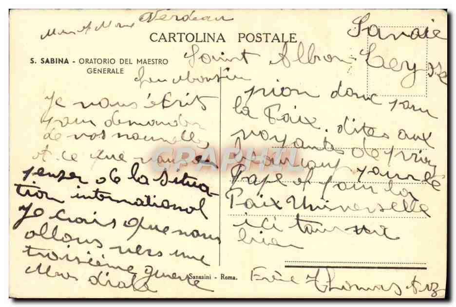 CPA S Sabina Oratorio Del Maestro Generale — Back