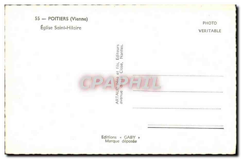 CPA Poitiers Eglise Saint Hilaire — Rückseite